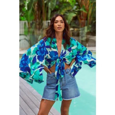 Haven Cayman Wrap Top In Blue