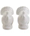 Haven Ceramic Turkey Salt & Pepper Shakers Set In White