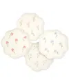 Haven Floral Scalloped Salad Plates, Set Of 4 In White With Floral Debossed