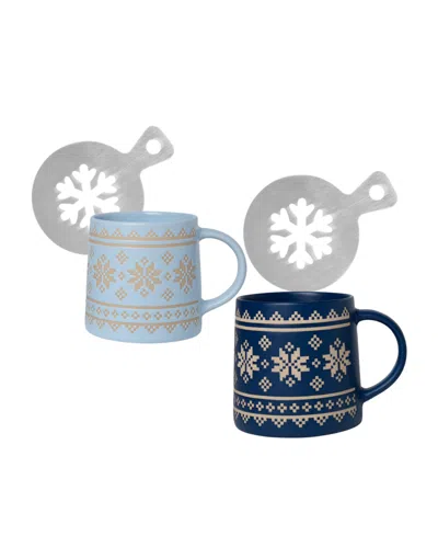 Haven Holiday Snowflake Mug With Stencil, Service For 2, Exclusively At Macy's In Multi