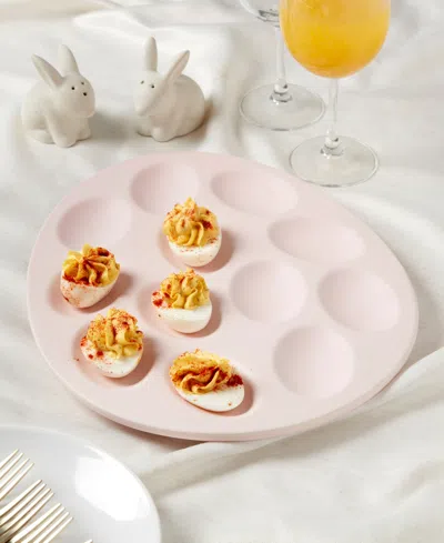 Haven Oval Stoneware Egg Tray In Light Pink