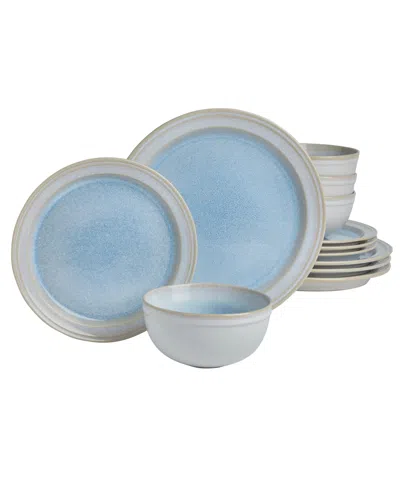 Haven Sky Blue 12-piece Reactive Glaze Stoneware Dinnerware Set, Service For 4