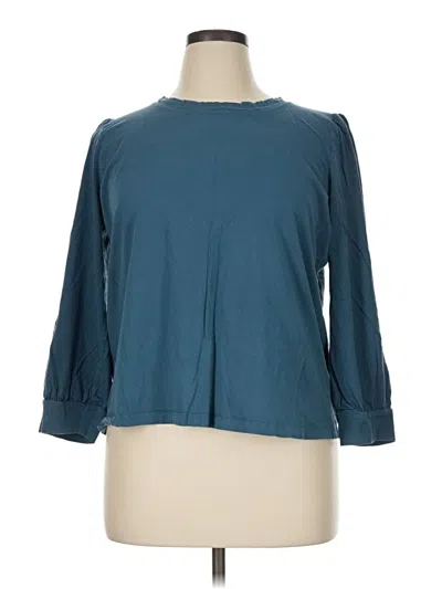 Pre-owned Haven Well Within 3/4 Sleeve Top Teal Keyhole Neckline Tops