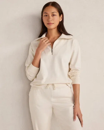 Haven Well Within Botanical-dyed Organic Cotton Interlock Half-zip Top In Neutral