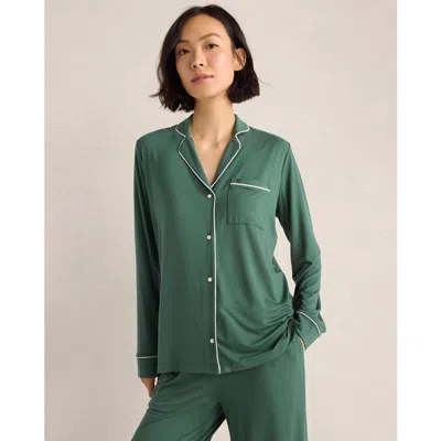 Haven Well Within Calm & Cool Notch Collar Long Sleeve Pajama Top In Green