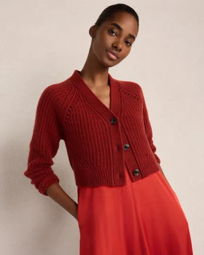 Haven Well Within Cashmere Shaker Stitch Cropped Cardigan In Red