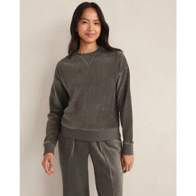 Haven Well Within Corded Velour Crewneck Pullover In Gray
