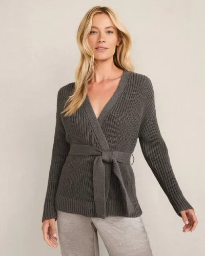 Haven Well Within Cotton Blend Lurex Belted Cardigan In Gray