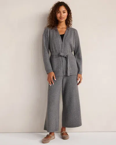 Haven Well Within Cotton Blend Ribbed Wide Leg Pants In Dark Earl Grey Hthr