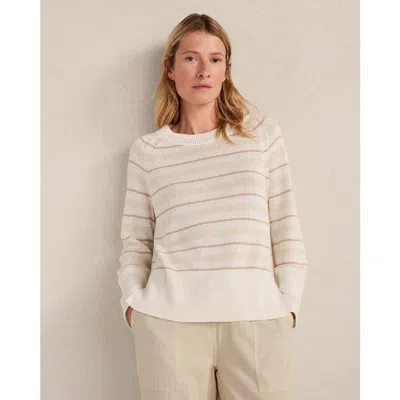 Haven Well Within Cotton Linen Double Stripe Crewneck In Neutral