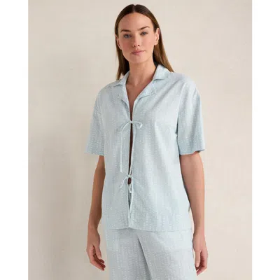 Haven Well Within Cotton Linen Faded Dot Pajama Top In Blue