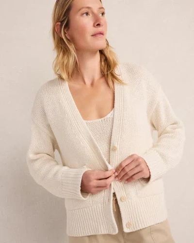 Haven Well Within Cotton Linen Plaited V-neck Cardigan In White
