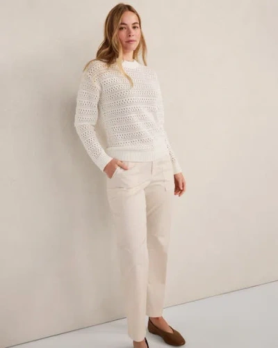 Haven Well Within Cotton Linen Stitched Crewneck In White