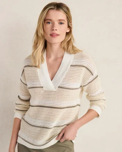 Haven Well Within Cotton Linen Stripe Crossover Sweater In Neutral