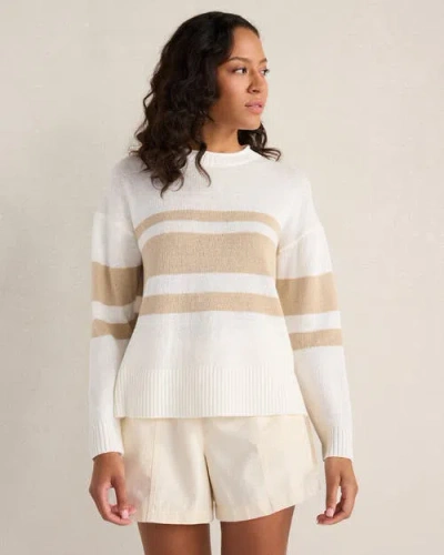 Haven Well Within Cotton Linen Stripe Roll Neck Sweater In White