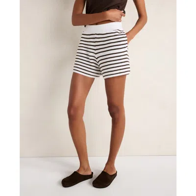 Haven Well Within Cotton Stripe Sweater Shorts In Burgundy