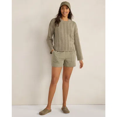 Haven Well Within Cotton Tape Yarn Vertical Stitch Sweater In Green