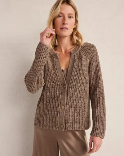 Haven Well Within Cotton Tape Yarn V-neck Cardigan In Brown