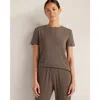 Haven Well Within Drapey Rib Knit Short Sleeve Crewneck In Brown