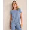 Haven Well Within Drapey Rib Knit Short Sleeve Crewneck In Blue