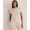 Haven Well Within Drapey Rib Knit Short Sleeve Crewneck In Brown