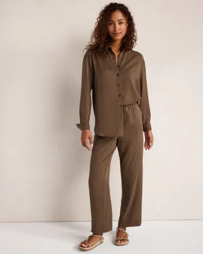 Haven Well Within Drapey Twill Tapered Leg Pants In Brown
