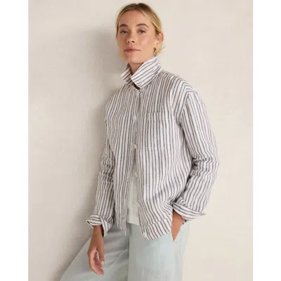 Haven Well Within Everweave Linen Stripe Boxy Jacket In Gray