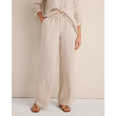 Haven Well Within Everweave Linen Stripe Relaxed Pants In Neutral
