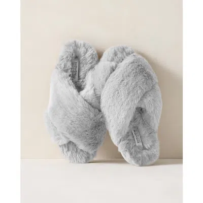 Haven Well Within Faux Fur Criss-cross Slippers In Gray