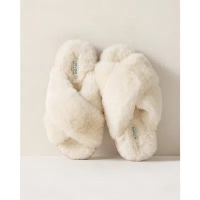 Haven Well Within Faux Fur Criss-cross Slippers In White