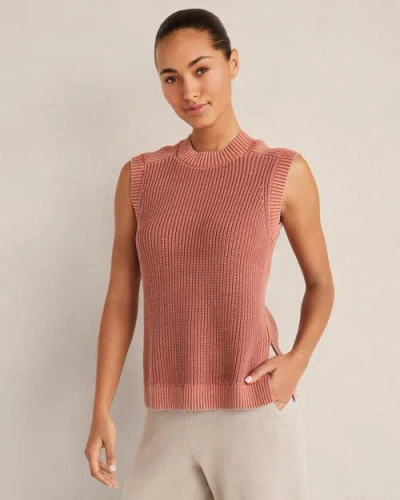 Haven Well Within Garment-dyed Cotton Shaker Sleeveless Sweater In Pink