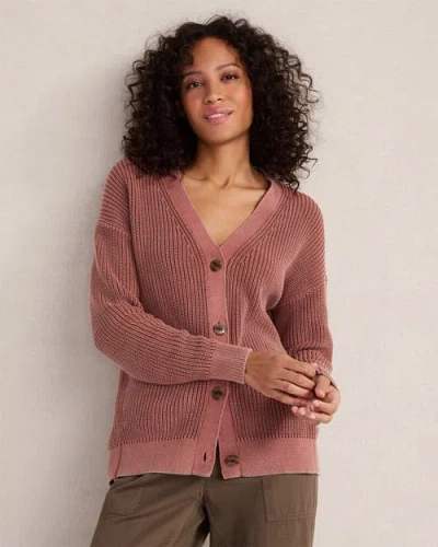 Haven Well Within Garment-dyed Organic Cotton Shaker Stitch Cardigan In Pink