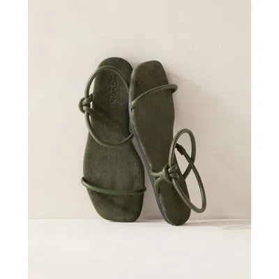 Haven Well Within Leather Double Strap Knot Sandals In Green