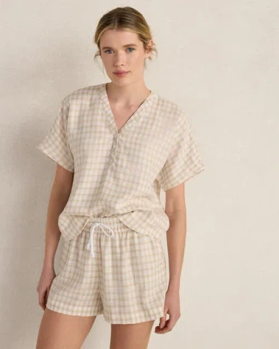 Haven Well Within Linen Blend Gingham Top In Neutral