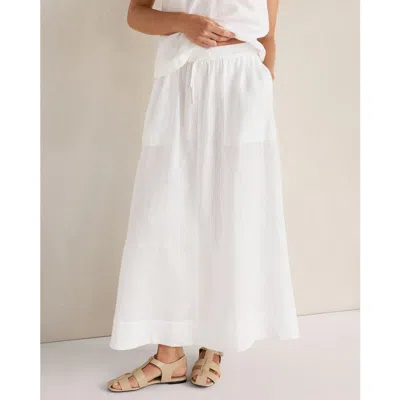 Haven Well Within Linen Drawstring Midi Skirt In White