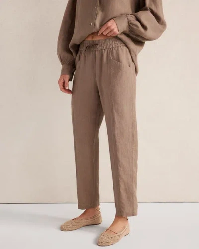 Haven Well Within Linen Straight Leg Pants In Brown