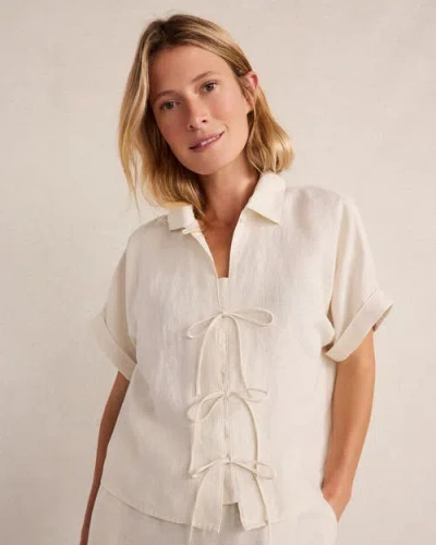 Haven Well Within Linen Tie-front Top In White