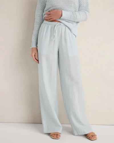 Haven Well Within Linen Wide Leg Drawstring Pants In Blue