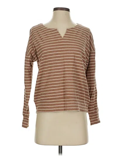 Pre-owned Haven Well Within Long Sleeve Henley Shirt In Brown