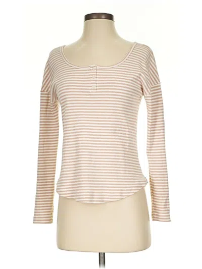 Pre-owned Haven Well Within Long Sleeve Top Tan Scoop Neck Tops In Brown