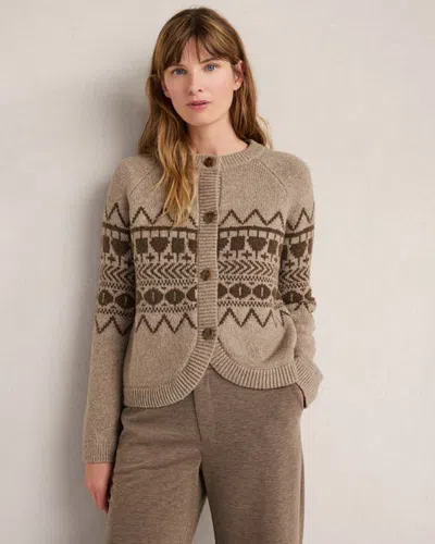 Haven Well Within Organic Cotton Blend Fair Isle Curved Hem Cardigan In Brown