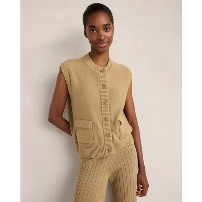 Haven Well Within Organic Cotton Button Front Vest In Truffle