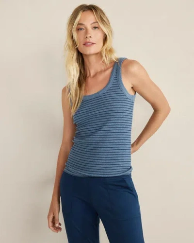 Haven Well Within Organic Cotton Delicate Stripe Scoop Neck Tank In Blue