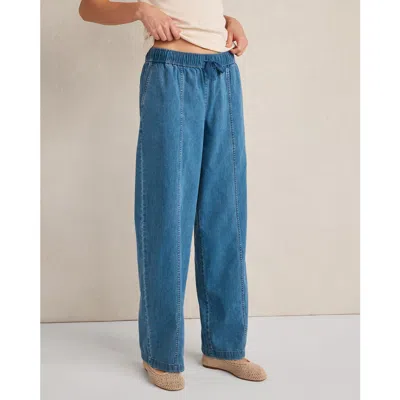 Haven Well Within Organic Cotton Denim Barrel Leg Pants In Blue