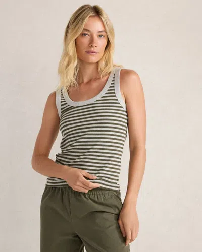 Haven Well Within Organic Cotton Essential Striped Scoop Neck Tank In Green