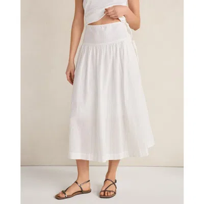 Haven Well Within Organic Cotton Eyelet Drop Waist Skirt In White