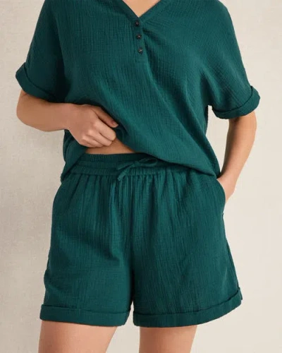 Haven Well Within Organic Cotton Gauze Drawstring Shorts In Green