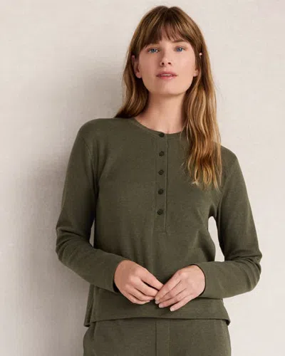 Haven Well Within Organic Cotton Interlock Henley Tee In Green