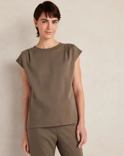 Haven Well Within Organic Cotton Interlock Pleated Tee In Brown