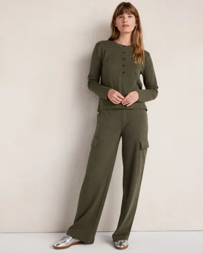 Haven Well Within Organic Cotton Interlock Straight Leg Cargo Pants In Green